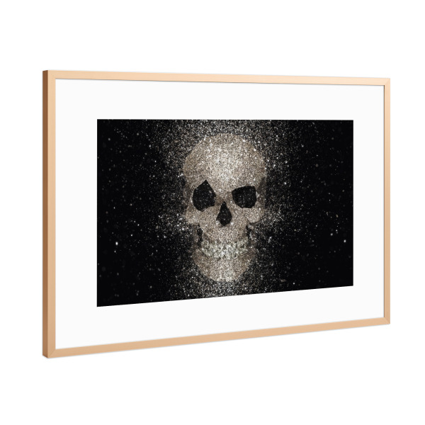 Poster mit Rahmen Kupfer "Skull glitter gold" artboxONE - Für Mama,Für Papa - Schädel,Schädel,Funkelnd,Glitter,Gold,Goldy