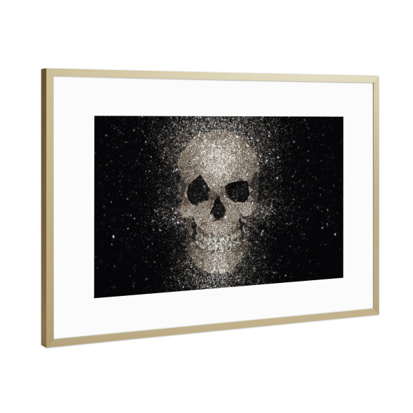 Poster mit Rahmen Gold "Skull glitter gold" artboxONE - Für Mama,Für Papa - Schädel,Schädel,Funkelnd,Glitter,Gold,Goldy
