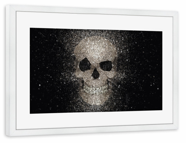 Poster mit Rahmen weiß "Skull glitter gold" artboxONE - Für Mama,Für Papa - Schädel,Schädel,Funkelnd,Glitter,Gold,Goldy