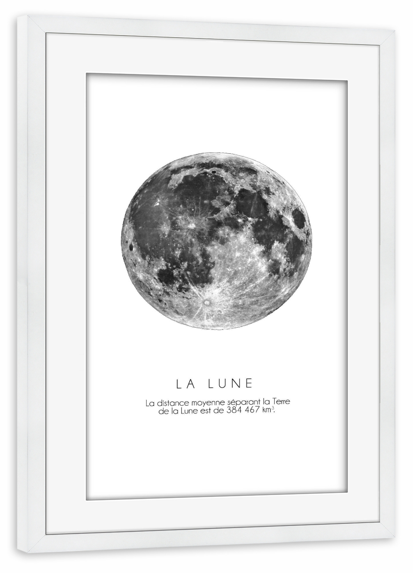 Poster mit Rahmen weiß "The Moon" artboxONE - Schwarzweiß,Galaxy - Moon,Lune,La lune,Mond