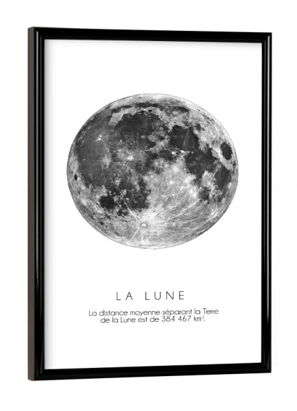 Poster mit schwarzem Rahmen "The Moon" artboxONE - Schwarzweiß,Galaxy - Moon,Lune,La lune,Mond