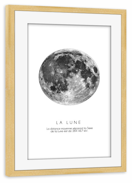 Poster mit Rahmen kiefer "The Moon" artboxONE - Schwarzweiß,Galaxy - Moon,Lune,La lune,Mond