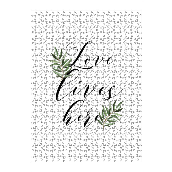 Puzzle Ravensburger "Love lives here 2" artboxONE - Typografie,Floral,Schwarzweiß,Liebe