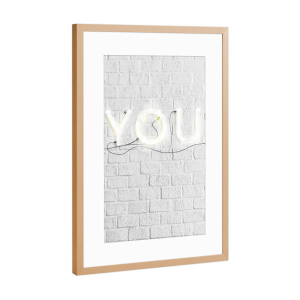 Poster mit Rahmen Kupfer "You Neon" artboxONE - Reise,Geometrie - Neonlight