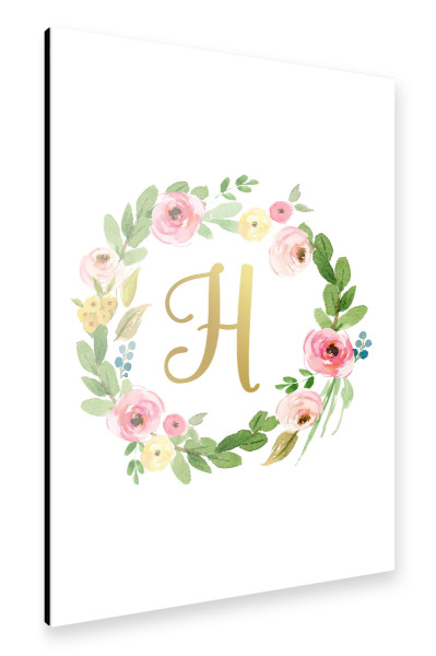 Alu-Dibond "Initial Letter H Gold" 30x20 cm artboxONE