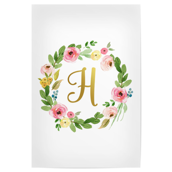Poster 30x20 cm "Initial Letter H Gold" artboxONE - Typografie,Floral,Für Kinder