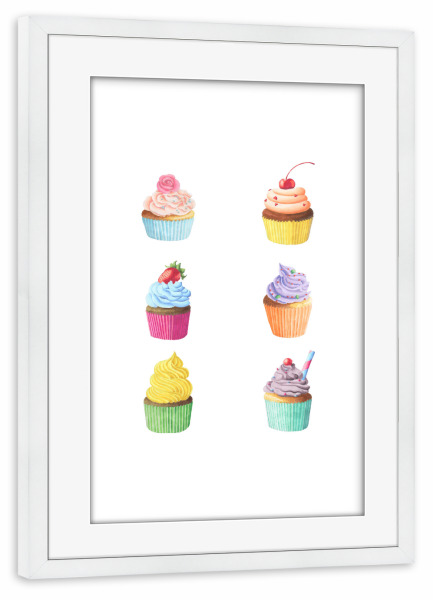 Poster mit Rahmen weiß "Cupcakes" artboxONE - Essen & Trinken
