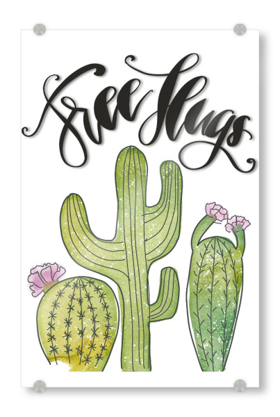 Acrylglasbild "Succulent Art Free Hugs" artboxONE - Typografie,Natur,Floral