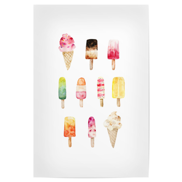 Poster 30x20 cm "Ice_Cream_and_Popsicles" artboxONE - Für Kinder,Essen & Trinken