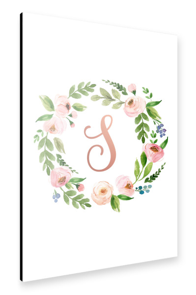 Alu-Dibond "Initial Letter S Rose Gold" 30x20 cm artboxONE