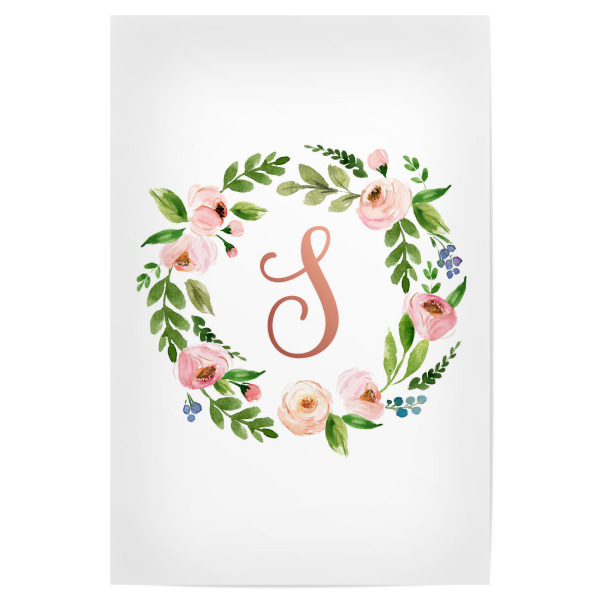 Poster "Initial Letter S Rose Gold" artboxONE - Typografie,Floral,Für Kinder