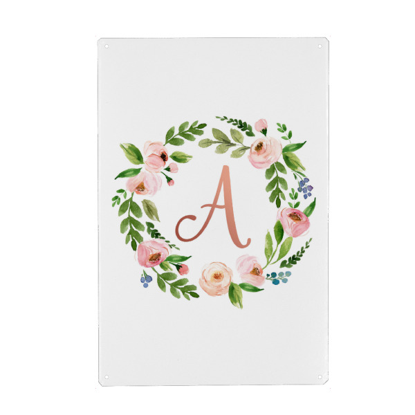 Metall Poster "Initial Letter A Rose Gold" artboxONE - Typografie,Floral,Für Kinder
