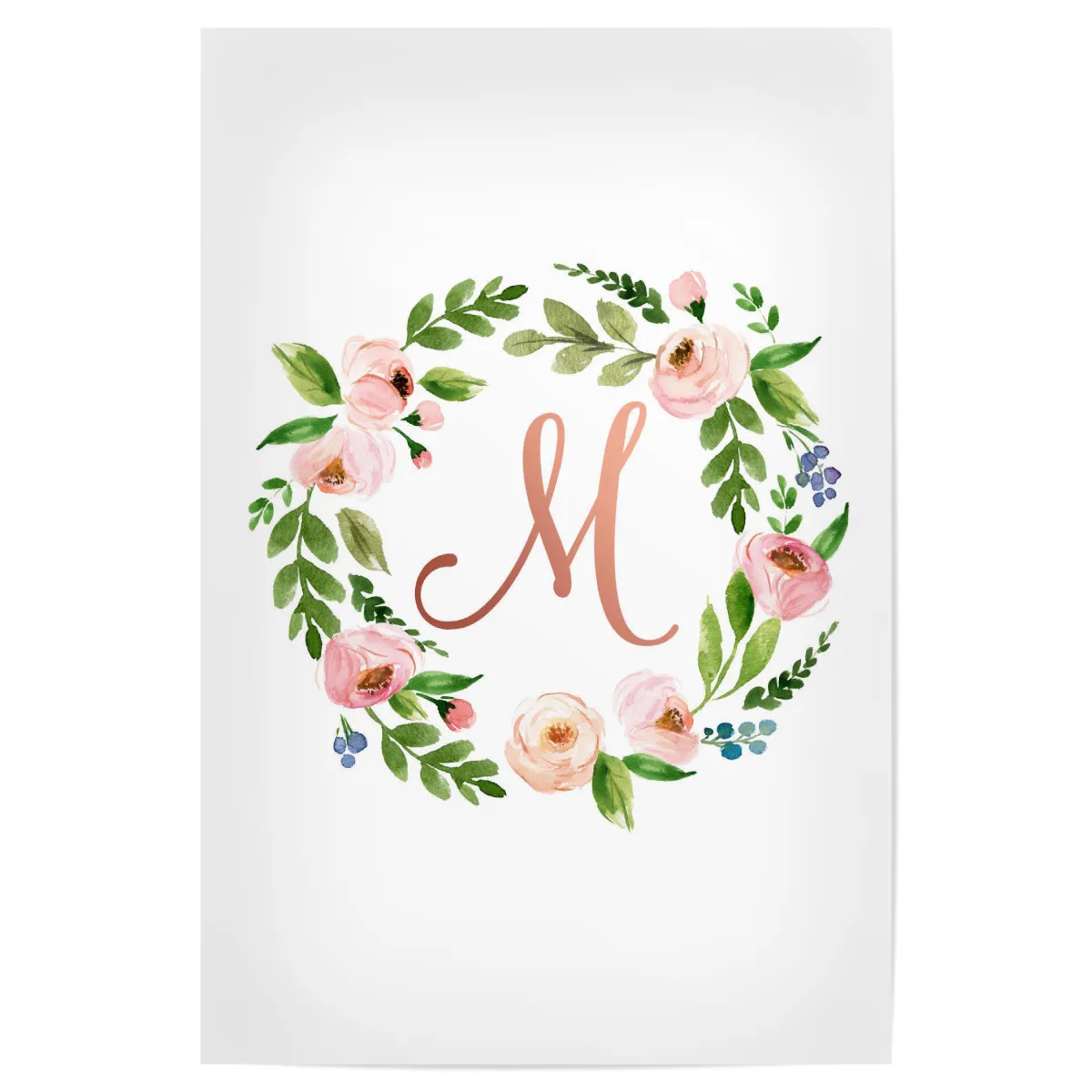 purchase the initial letter m rose gold as a poster at artboxone