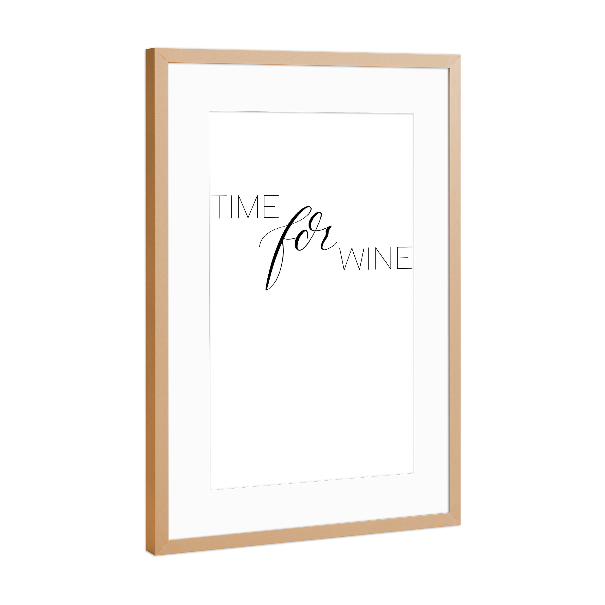 Poster mit Rahmen Kupfer "Time for Wine" artboxONE - Typografie,Schwarzweiß,Essen & Trinken / Alkohol