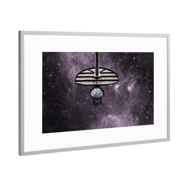Poster mit Rahmen Silber "BASKETBALL IS LIFE" artboxONE - Sport,Galaxy