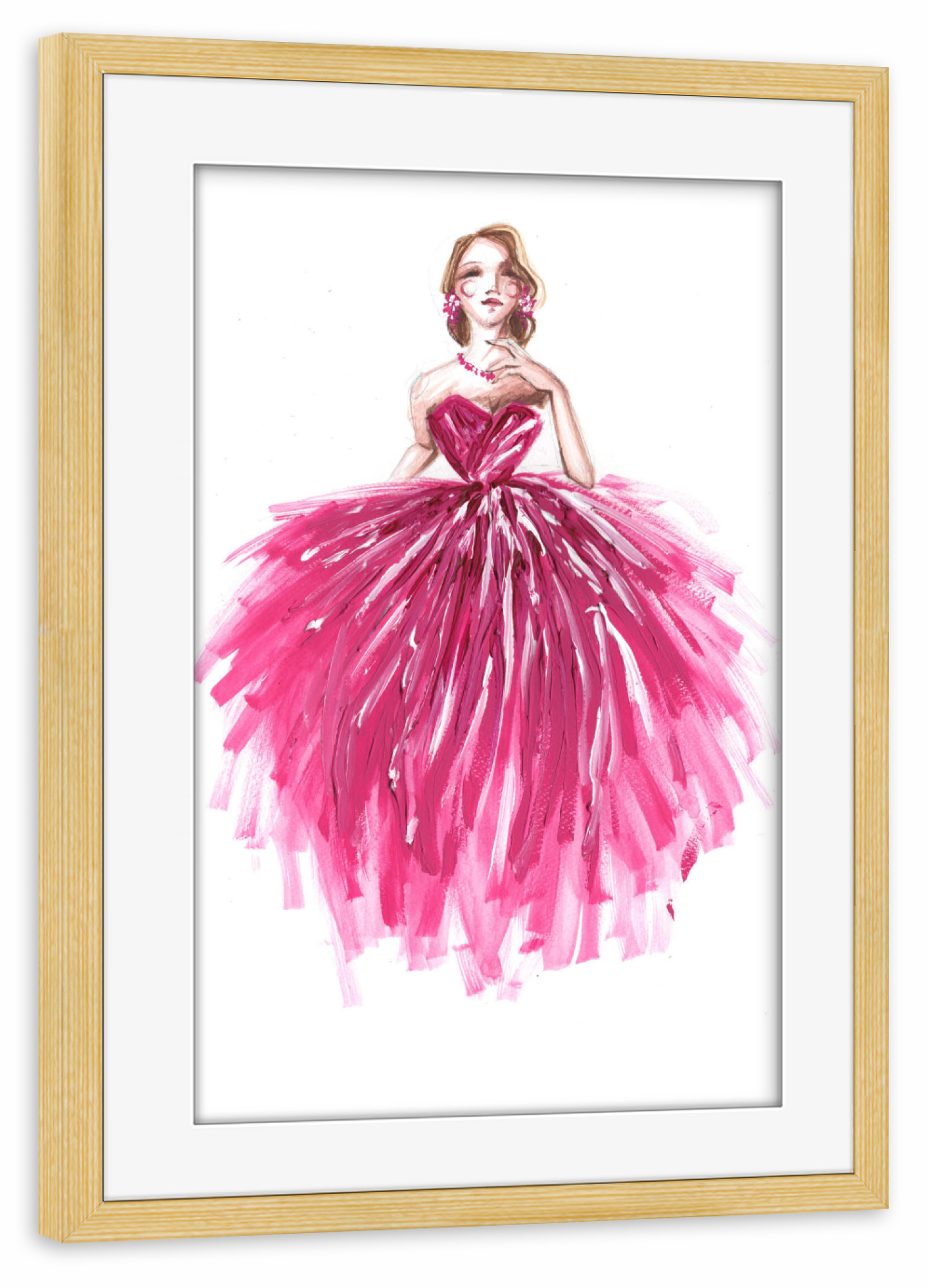 Poster mit Rahmen kiefer "Girl in magenta" artboxONE - Fashion - Rosa,Mode,Mode,Modeillustration,Mode kunst,Modemalerei,Mädchen,Madchen,Dress,Kleid