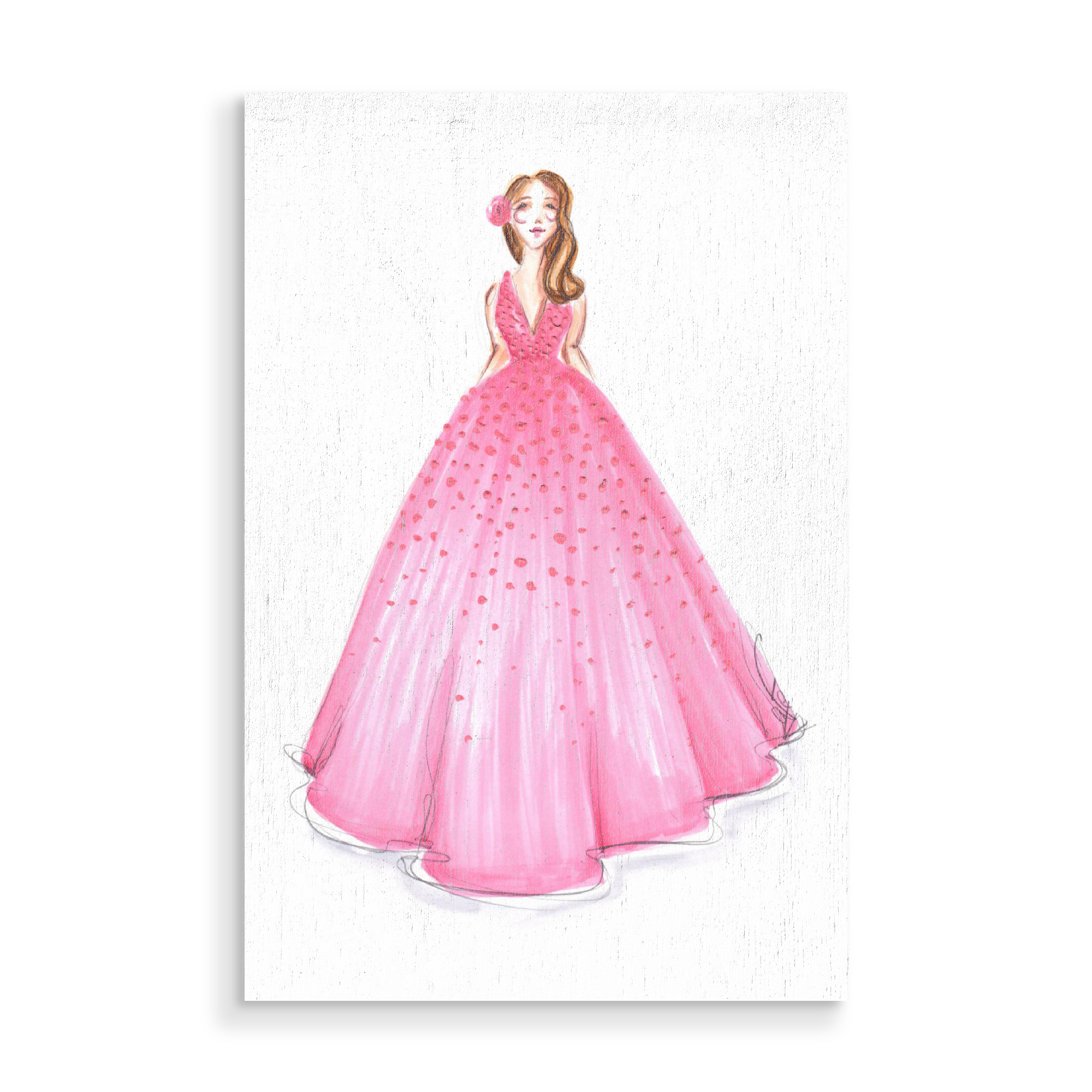 Holzbild "Girl in Pink Dress" artboxONE - Fashion - Mode,Mode,Mode illustration,Rosa,Madchen,Mädchen,Dress,Kleid