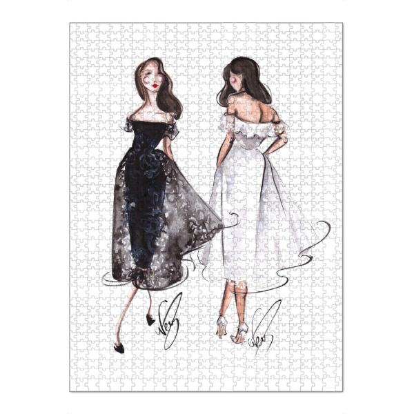 Puzzle Ravensburger "Black and White" artboxONE - Fashion - Mode,Mode illustration,Schwarz,Weiß,Modus,Kleid,Dress,Style - Bild Mode