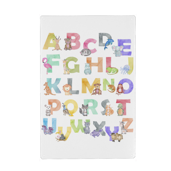 Metall Poster "Watercolor Animal Alphabet" artboxONE - Für Kinder