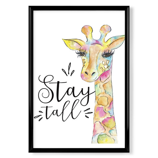 Stay Tall Quote Giraffe Painting Animal Wall Art Decor Kids Art