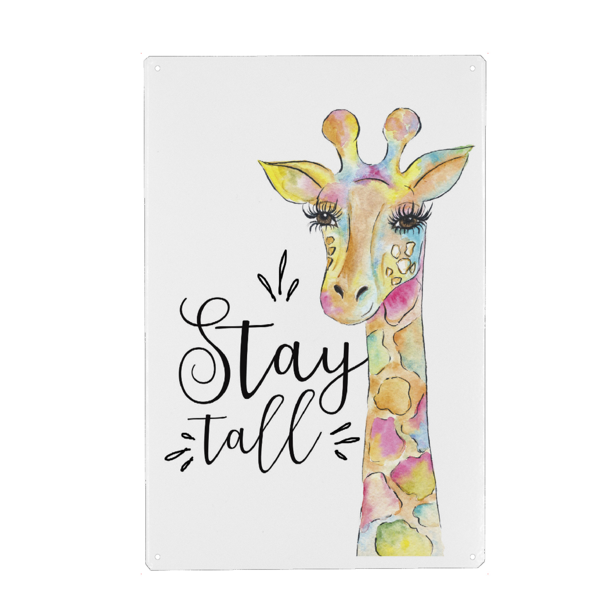 Metall Poster "Stay Tall Quote Giraffe Painting Animal Wall Art Decor Kids Art" artboxONE - Für Kinder,Tiere,Schwarzweiß