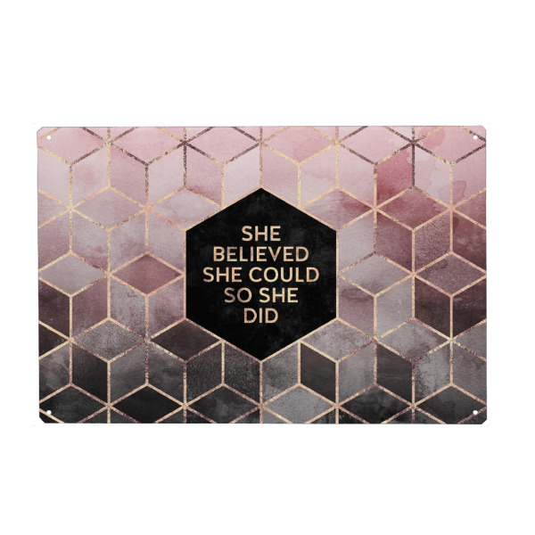 Holzbild "She Believed She Could - Pink Grey" artboxONE - Typografie,Geometrie - Geometrisch,Pink,Grau,Believed