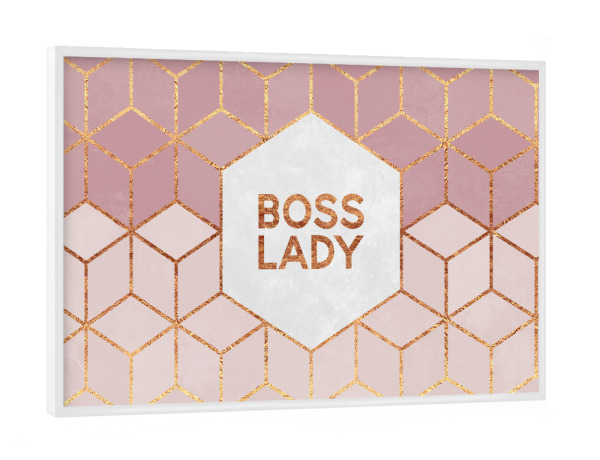 Poster mit weißem Rahmen "Boss Lady 2" artboxONE - Typografie,Geometrie - Hexagon,Geometric,Lady,Boss,Ladyboss