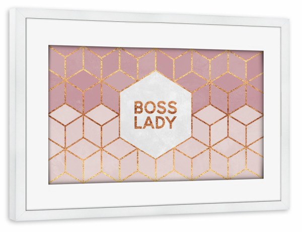 Poster mit Rahmen weiß "Boss Lady 2" artboxONE - Typografie,Geometrie - Hexagon,Geometric,Lady,Boss,Ladyboss