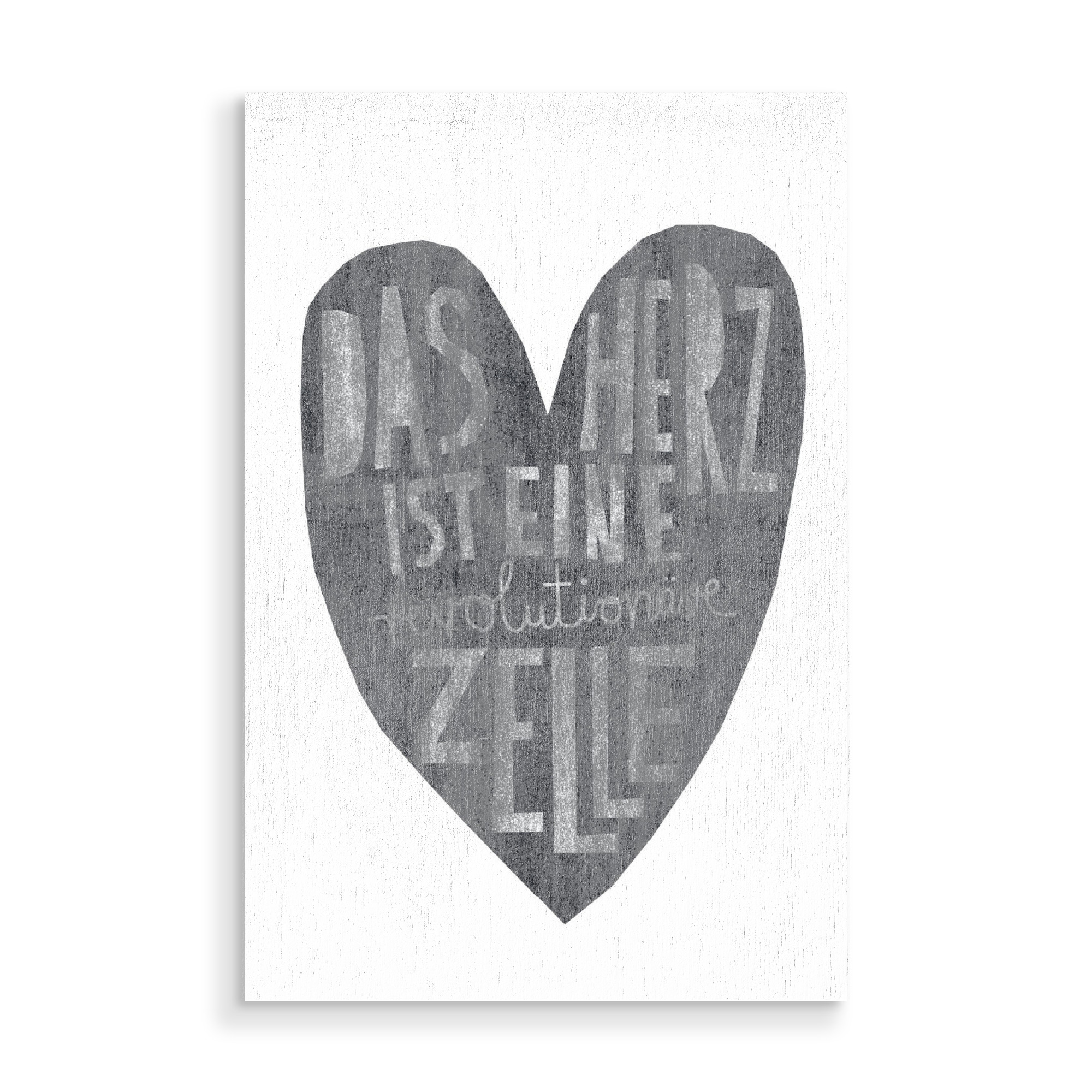 Holzbild "Revolutionär" artboxONE - Typografie,Schwarzweiß - Herz,Organ,Zelle,Körper,Kreativität,Mensch,Revolution,Umschwung,Veränderung