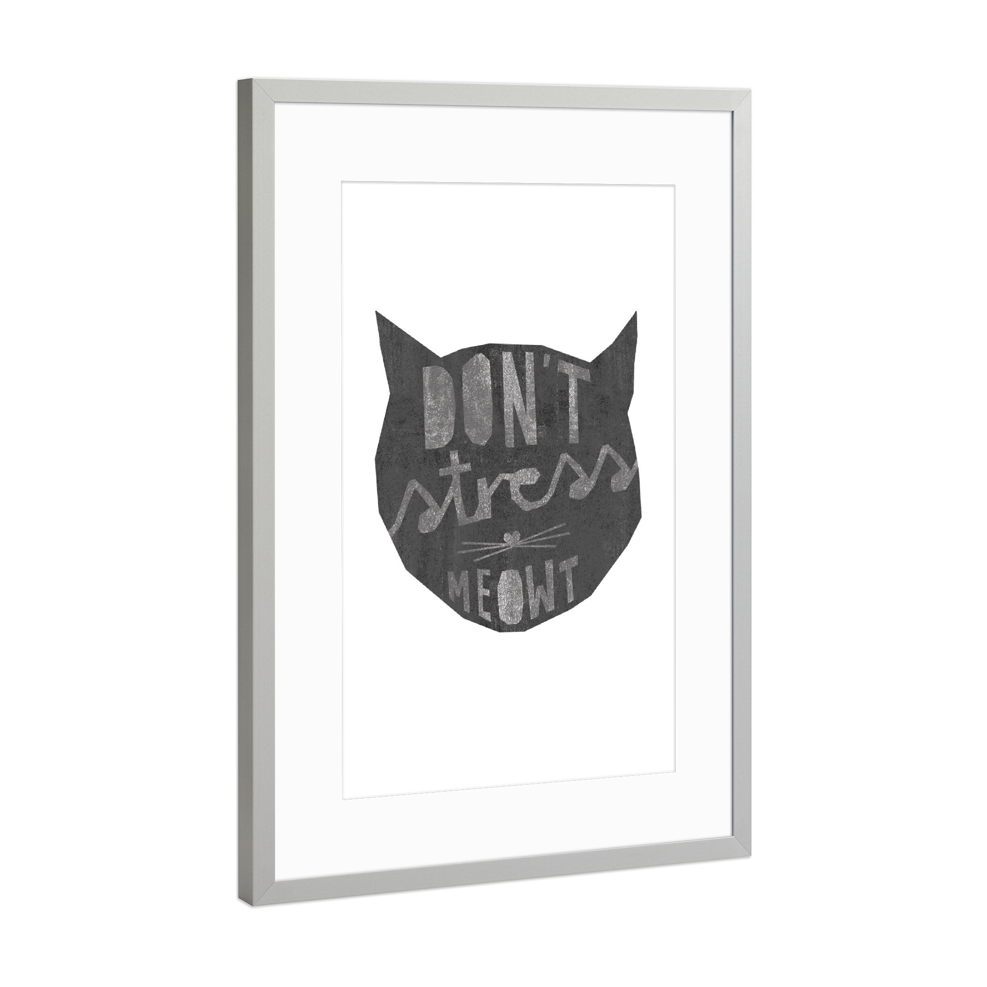 Poster mit Rahmen Silber "No Stress" artboxONE - Typografie,Tiere,Schwarzweiß