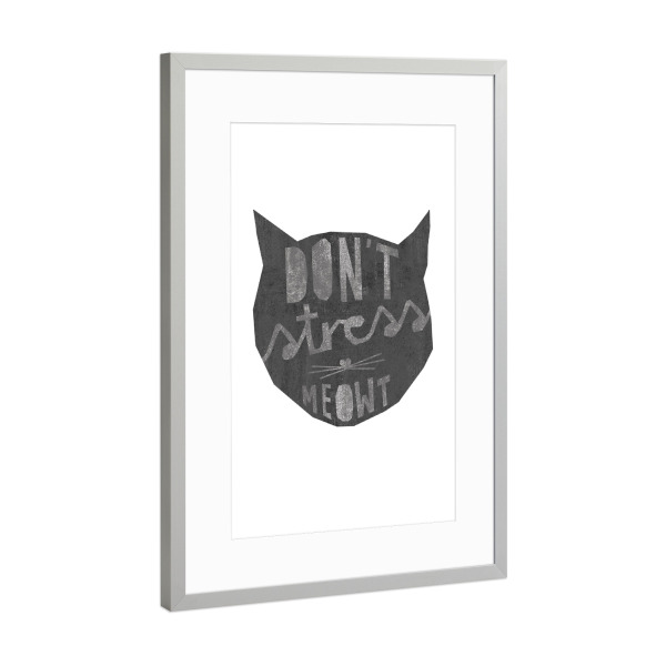 Poster mit Rahmen Silber "No Stress" artboxONE - Typografie,Tiere,Schwarzweiß