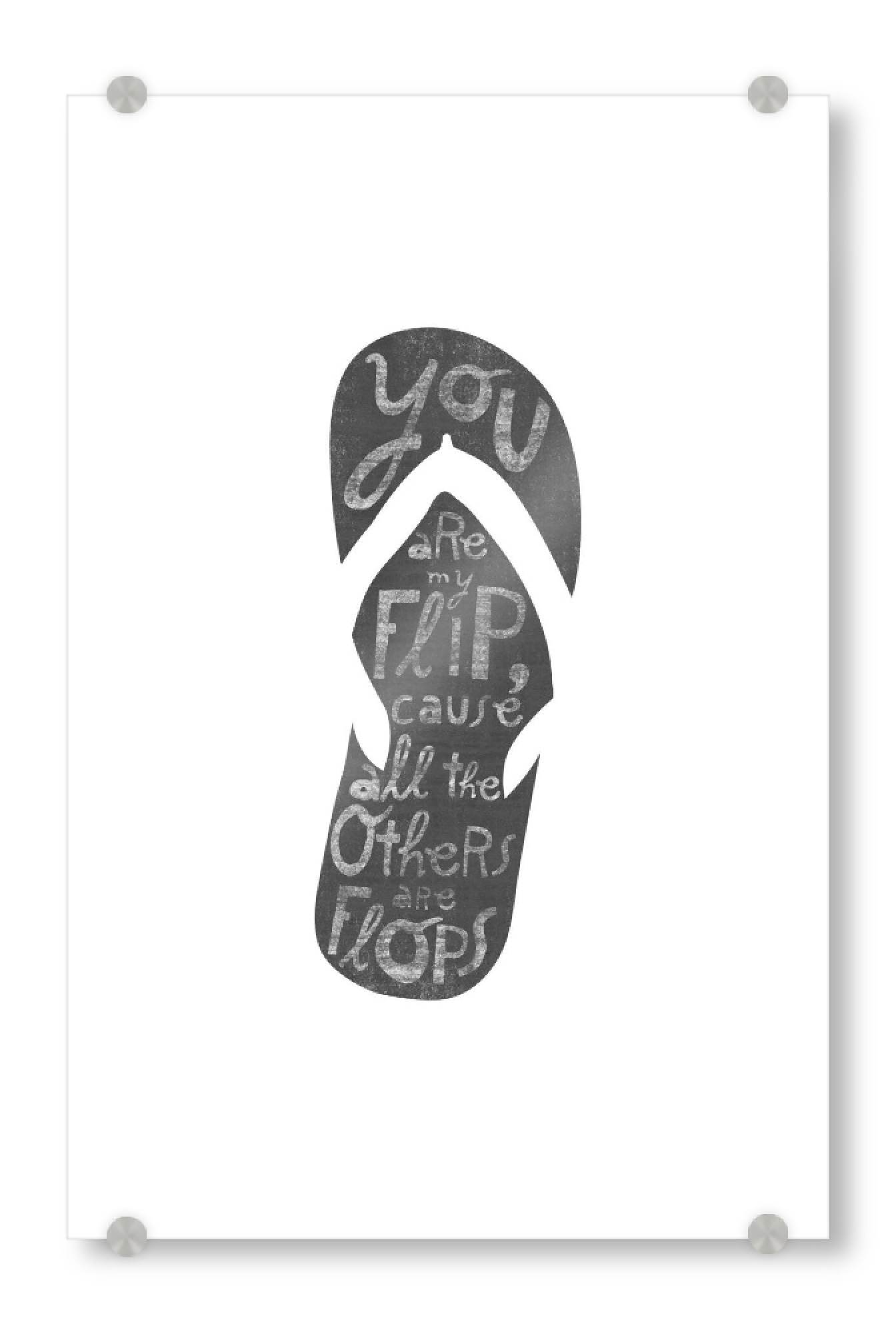 Acrylglasbild "No Flops" artboxONE - Typografie,Schwarzweiß,Reise / Strand und Meer,Liebe