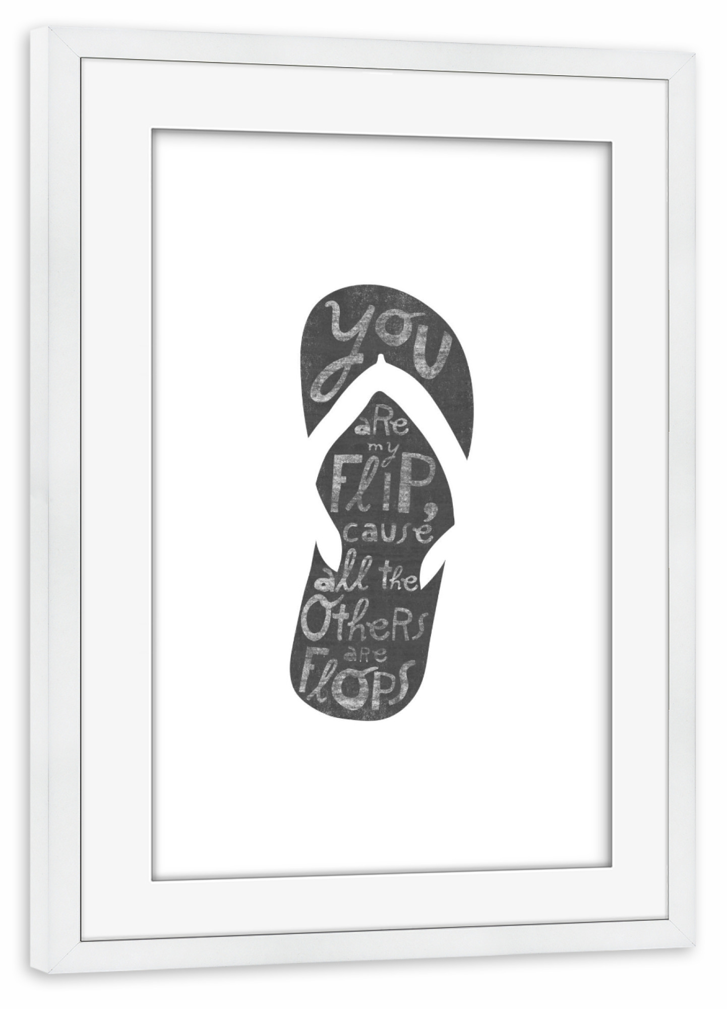 Poster mit Rahmen weiß "No Flops" artboxONE - Typografie,Schwarzweiß,Reise / Strand und Meer,Liebe