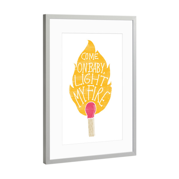 Poster mit Rahmen Silber "My Fire" artboxONE - Typografie,Musik - Lied,Song,Lyrics,Text,Englisch,Spruch,Phrase,Streichholz,Match,Feuer,90s,90er