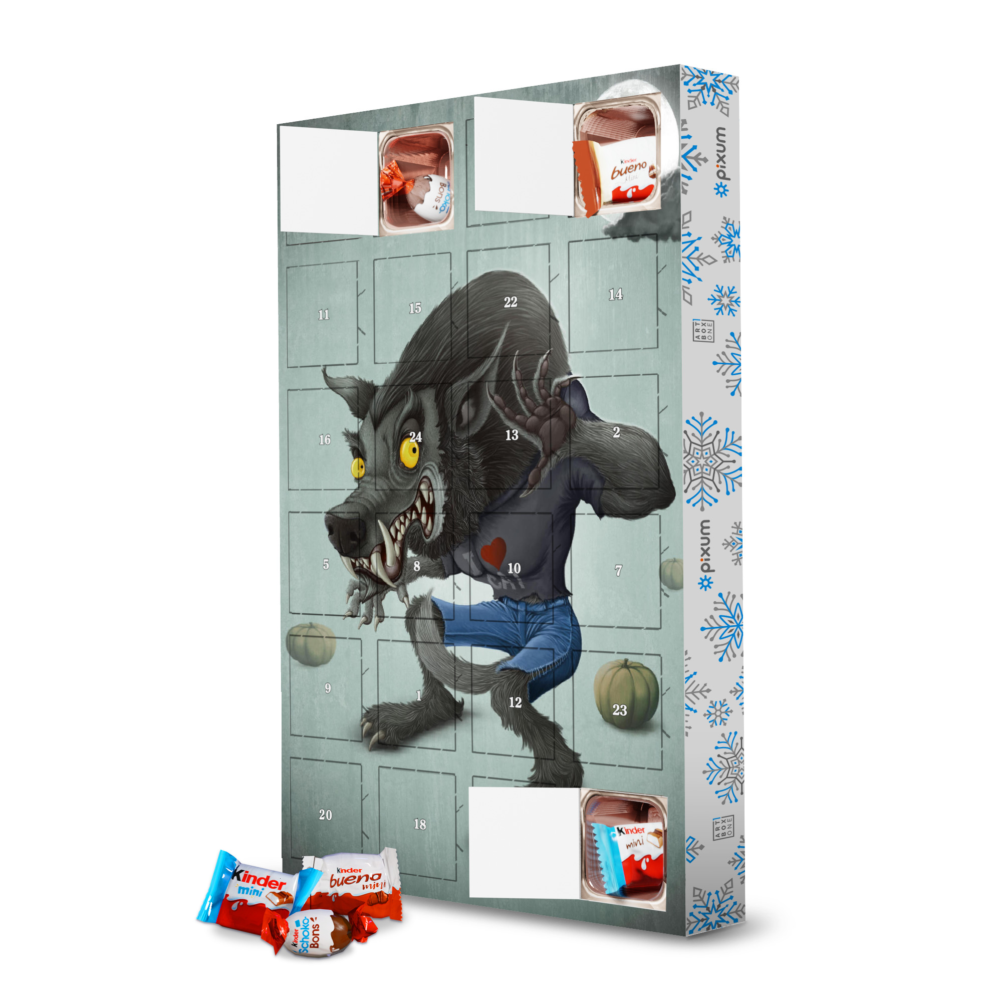 Adventskalender mit Produkten von Kinder Halloween Wolfman artboxONE Adventskalender Tiere