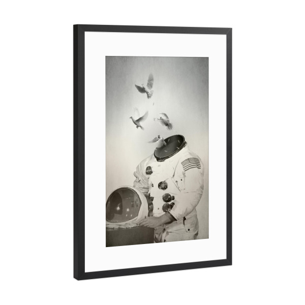 Poster mit Rahmen Schwarz (Metallic) "Doves" artboxONE - Abstrakt,Galaxy