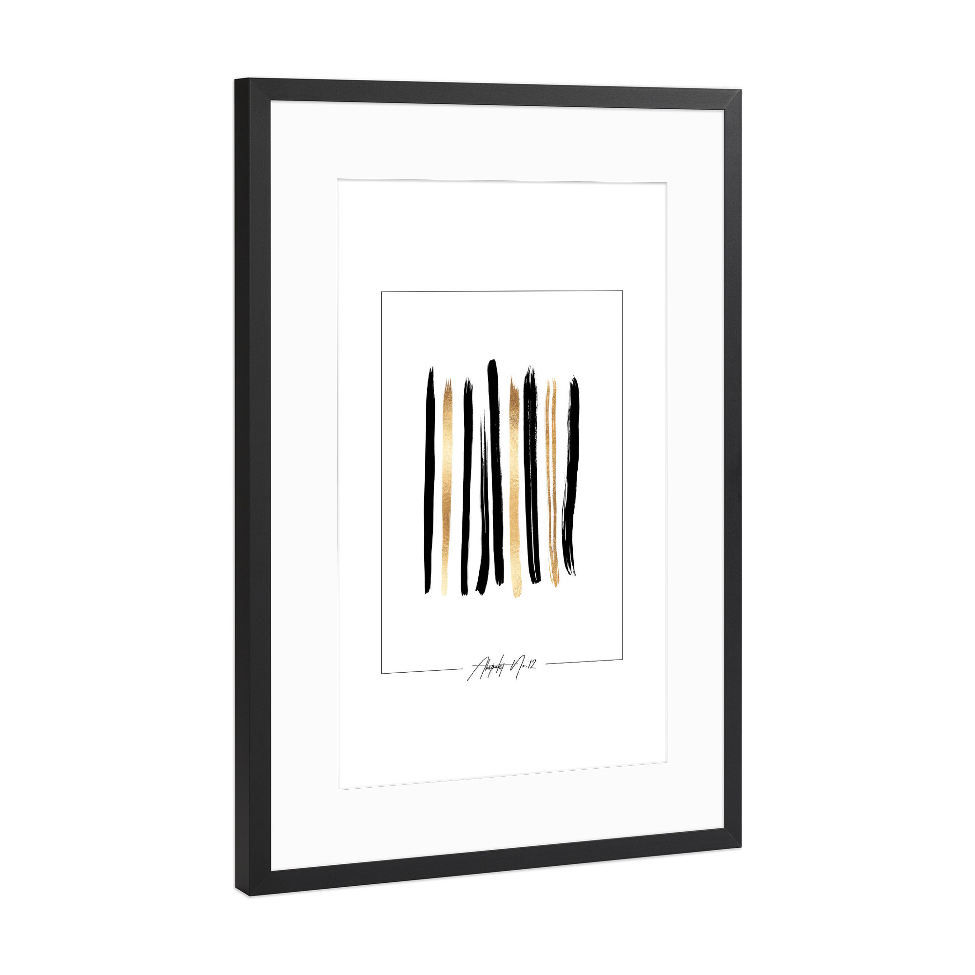 Poster mit Rahmen Schwarz (Metallic) "ABSTRAKT NO.12" artboxONE - Abstrakt,Schwarzweiß,Fashion