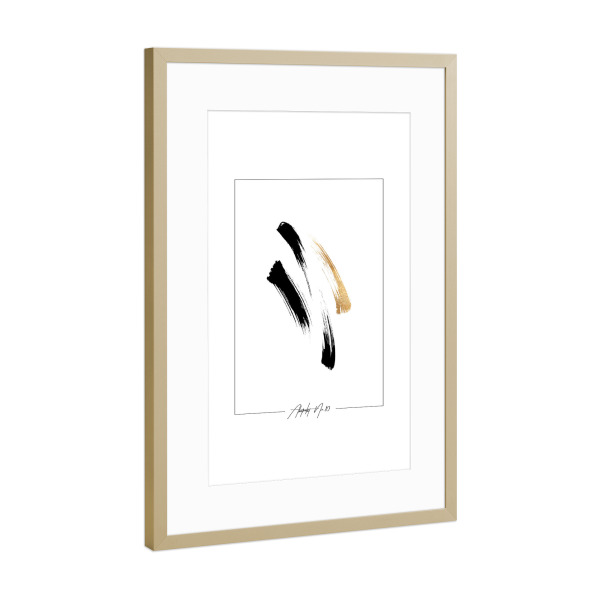 Poster mit Rahmen Gold "ABSTRAKT NO.10" artboxONE - Abstrakt,Schwarzweiß,Fashion