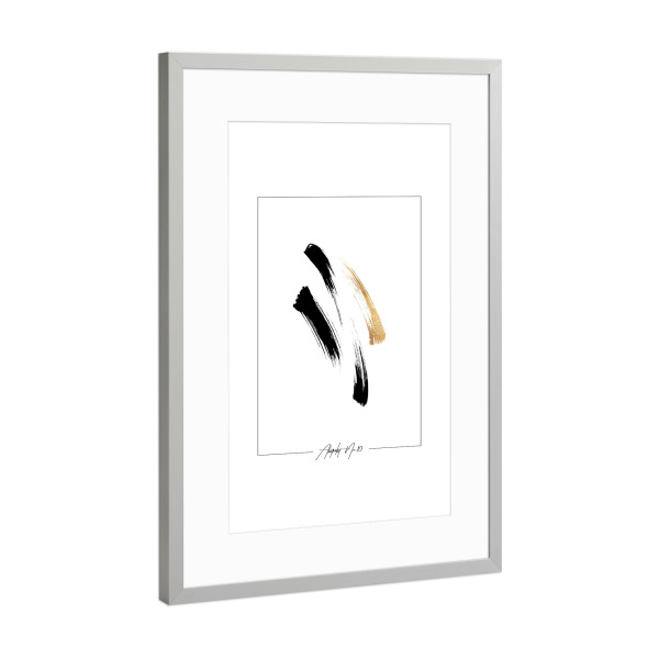 Poster mit Rahmen Silber "ABSTRAKT NO.10" artboxONE - Abstrakt,Schwarzweiß,Fashion