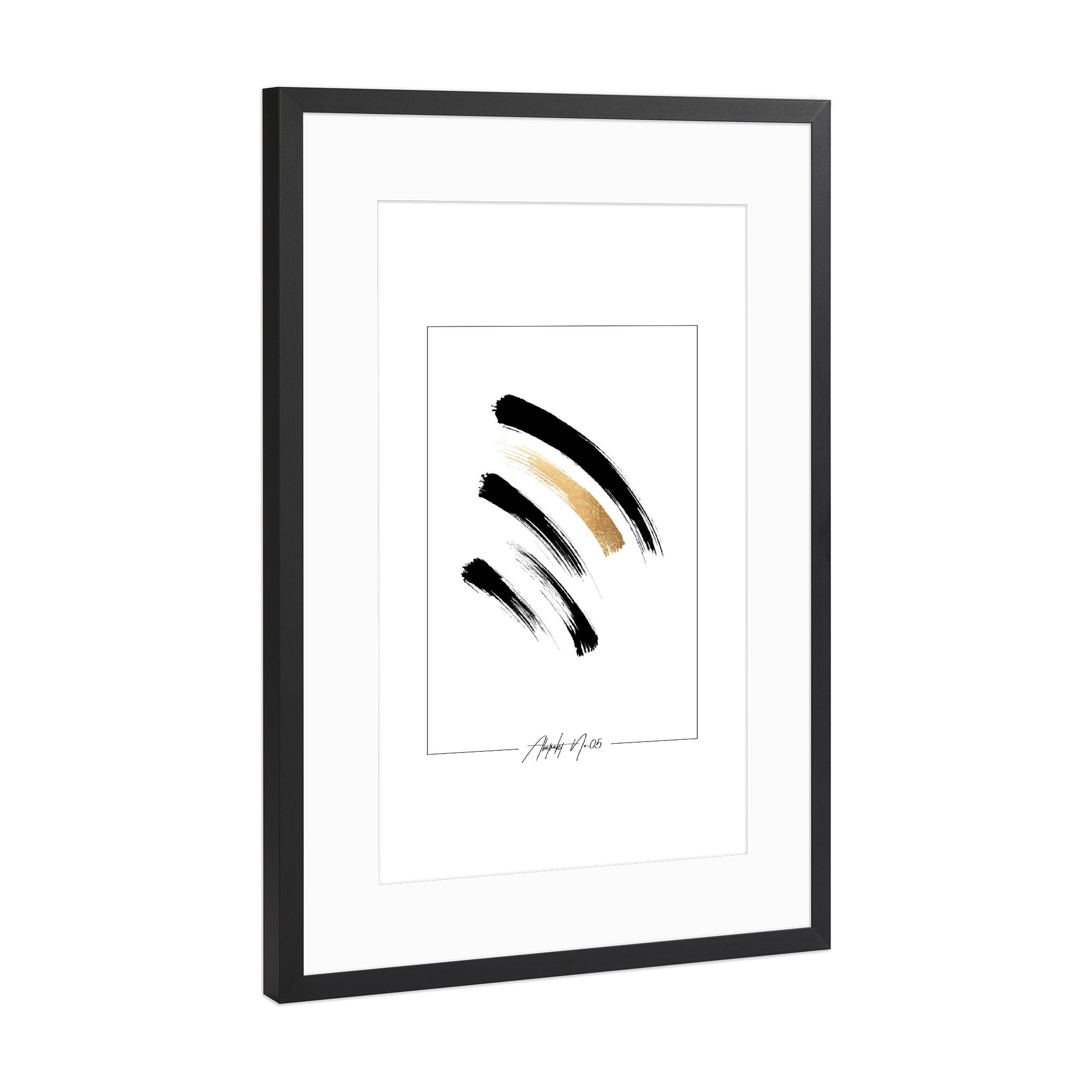 Poster mit Rahmen Schwarz (Metallic) "ABSTRAKT NO.05" artboxONE - Abstrakt,Schwarzweiß