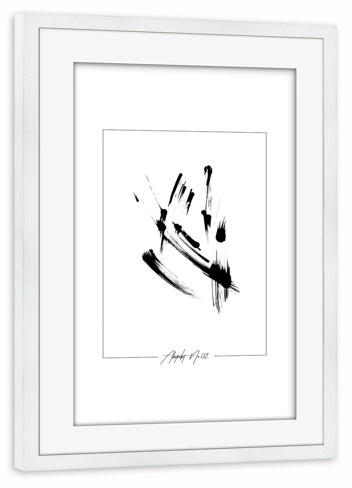 Poster mit Rahmen weiß "ABSTRAKT NO.02" artboxONE - Abstrakt,Schwarzweiß