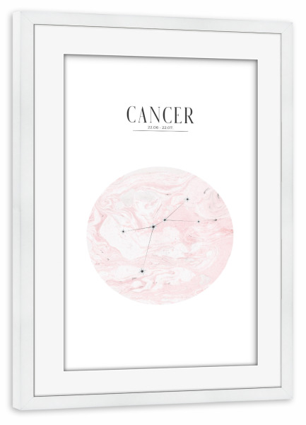 Poster mit Rahmen weiß "KREBS | CANCER" artboxONE - Typografie,Geometrie