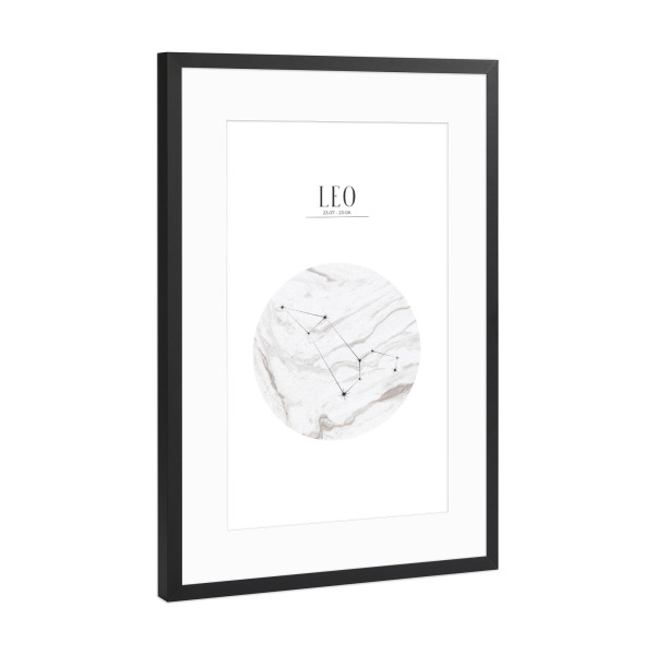 Poster mit Rahmen Schwarz (Metallic) "LÖWE | LEO" artboxONE - Typografie,Geometrie