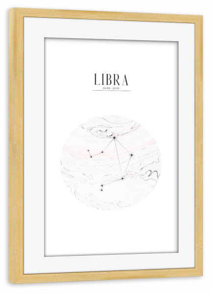 Poster mit Rahmen kiefer "WAAGE | LIBRA" artboxONE - Typografie,Geometrie
