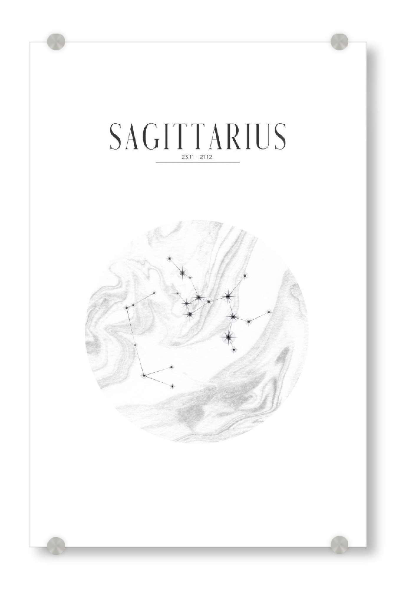 Acrylglasbild "SCHÜTZE | SAGITTARIUS" artboxONE - Typografie,Geometrie