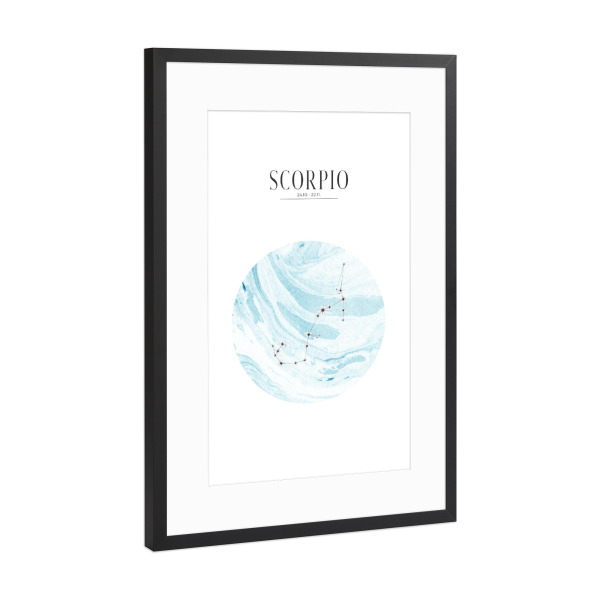 Poster mit Rahmen Schwarz (Metallic) "SKORPION | SCORPIO" artboxONE - Typografie,Für Kinder,Fiktion