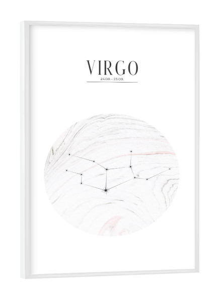 Poster mit weißem Rahmen "JUNGFRAU | VIRGO" artboxONE - Typografie,Geometrie