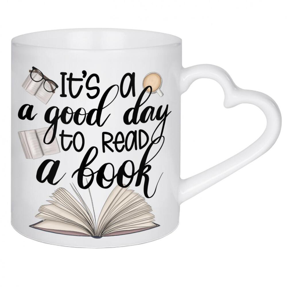 Herztasse "It's A Good Day To Read A Book" artboxONE - Typografie,Fashion,Lehrersprüche,Buchstaben