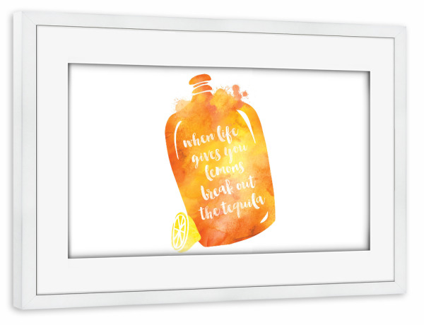 Poster mit Rahmen weiß "When life gives you lemons" artboxONE - Typografie,Essen & Trinken,Essen & Trinken / Alkohol,Lustig