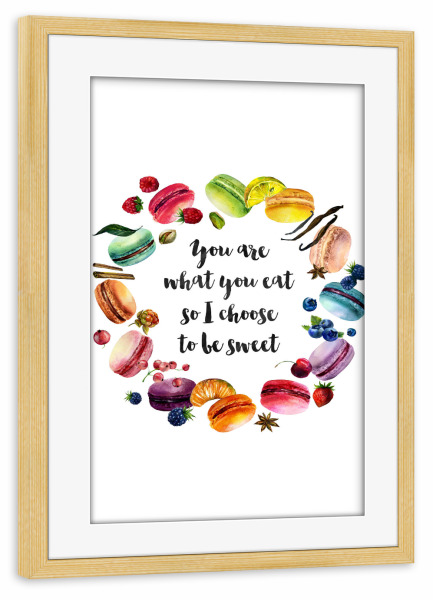 Poster mit Rahmen kiefer "You are what you eat" artboxONE - Typografie,Essen & Trinken,Für Mama,Lustig